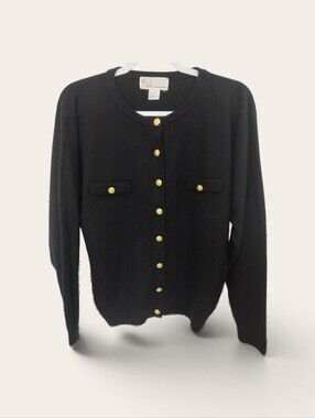 Milano Classic Black Cardigan with Gold Buttons